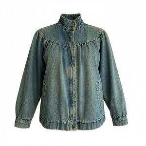 Vtg 90’s S.B.II By Bitterman Denim Jacket Bomber Style Women M Blue 100% Cotton